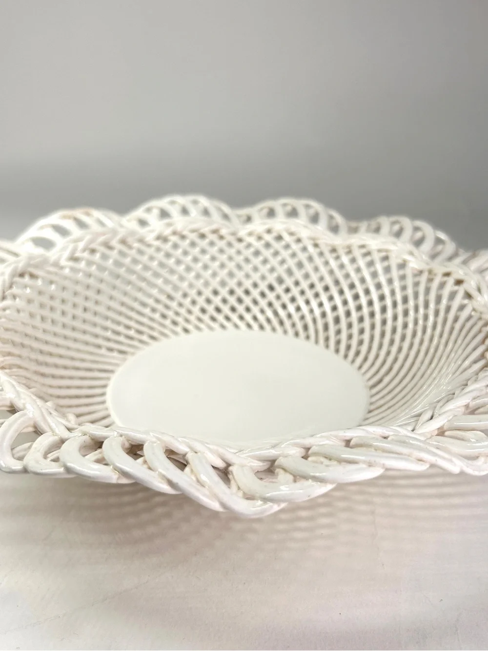 White Woven Ceramic Decorative Bowl - Brand Unknown